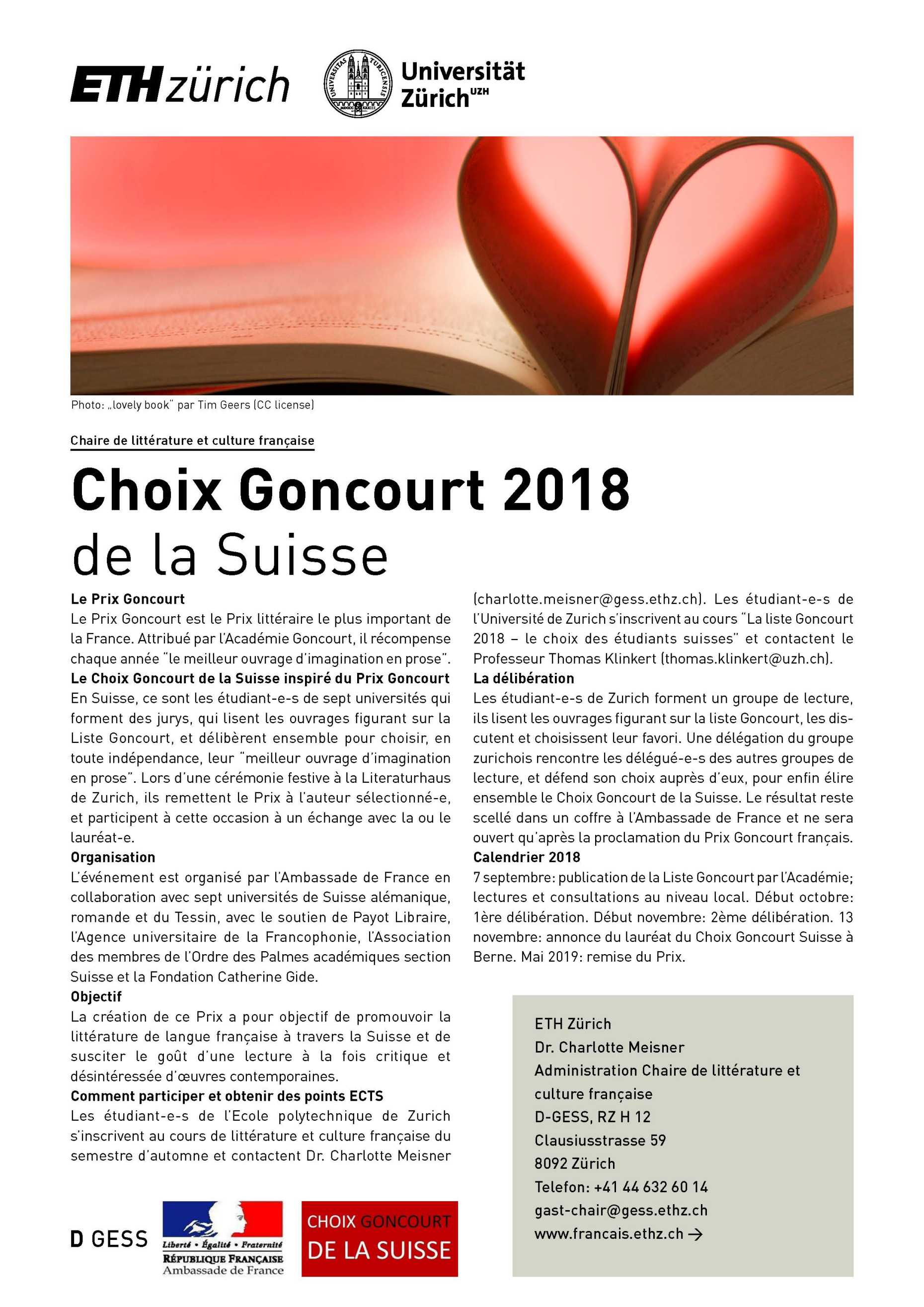 Infoblatt Choix Goncourt de la Suisse 2018