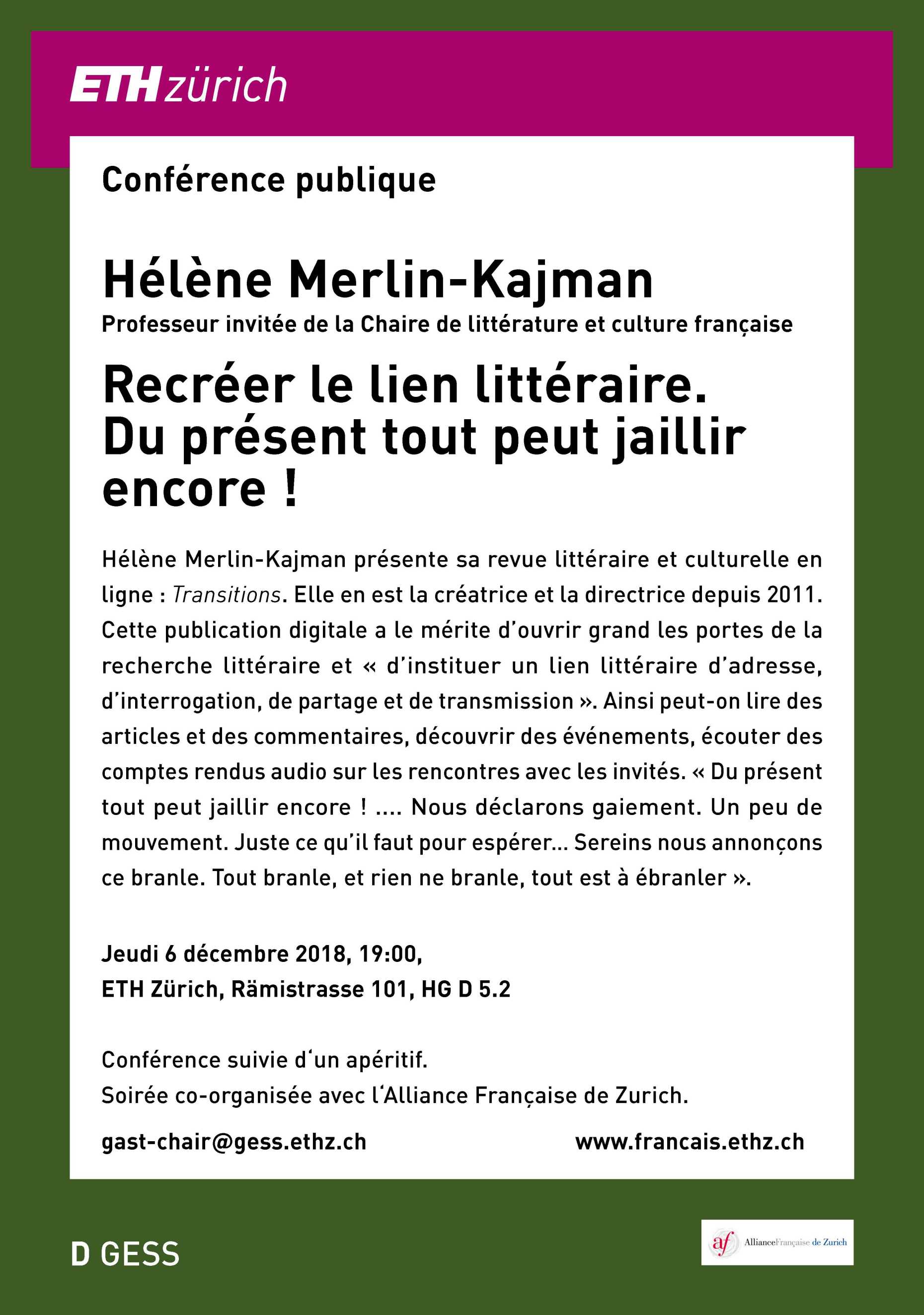 Conférence publique: Hélène Merlin-Kajman